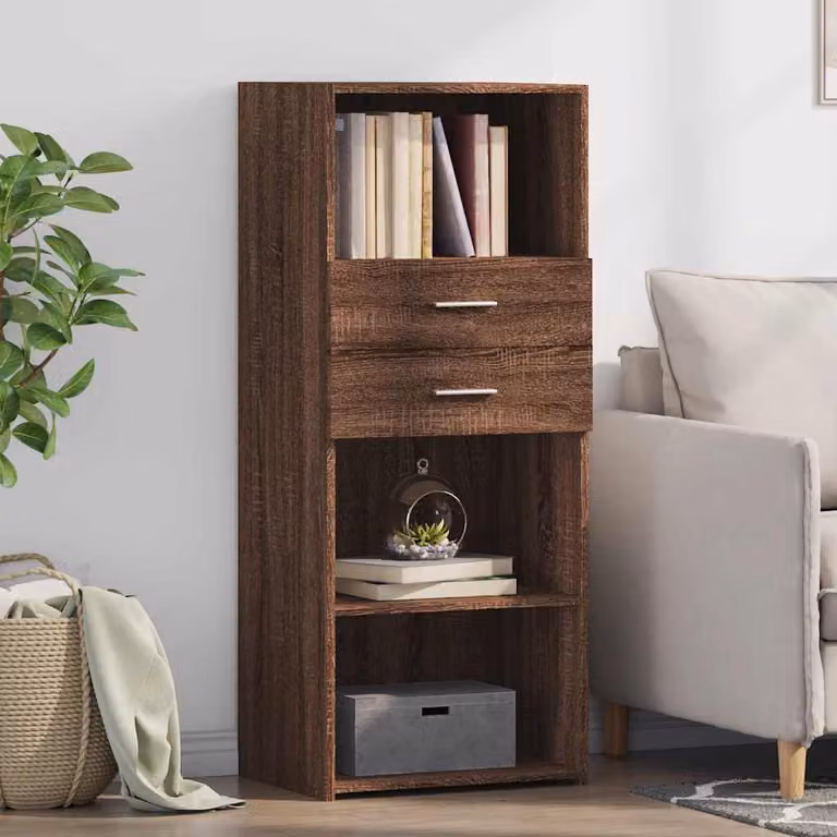Credenza moderna vidaXL in legno multistrato color rovere marrone L: 50 cm, P: 42,5 cm, H: 124 cm
