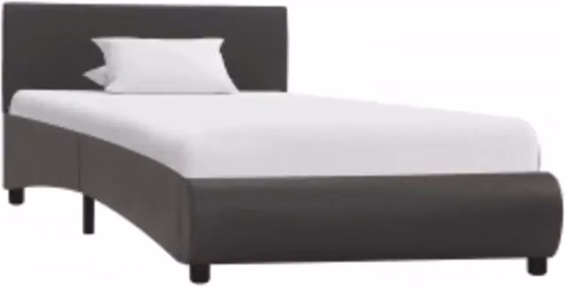 Letto singolo | Letto per adulti | Giroletto con LED senza Materasso Grigio in Similpelle 90x200cm