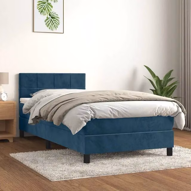 Giroletto a Molle con Materasso-Struttura Letto Blu Scuro 80x200 cm in Velluto 899691
