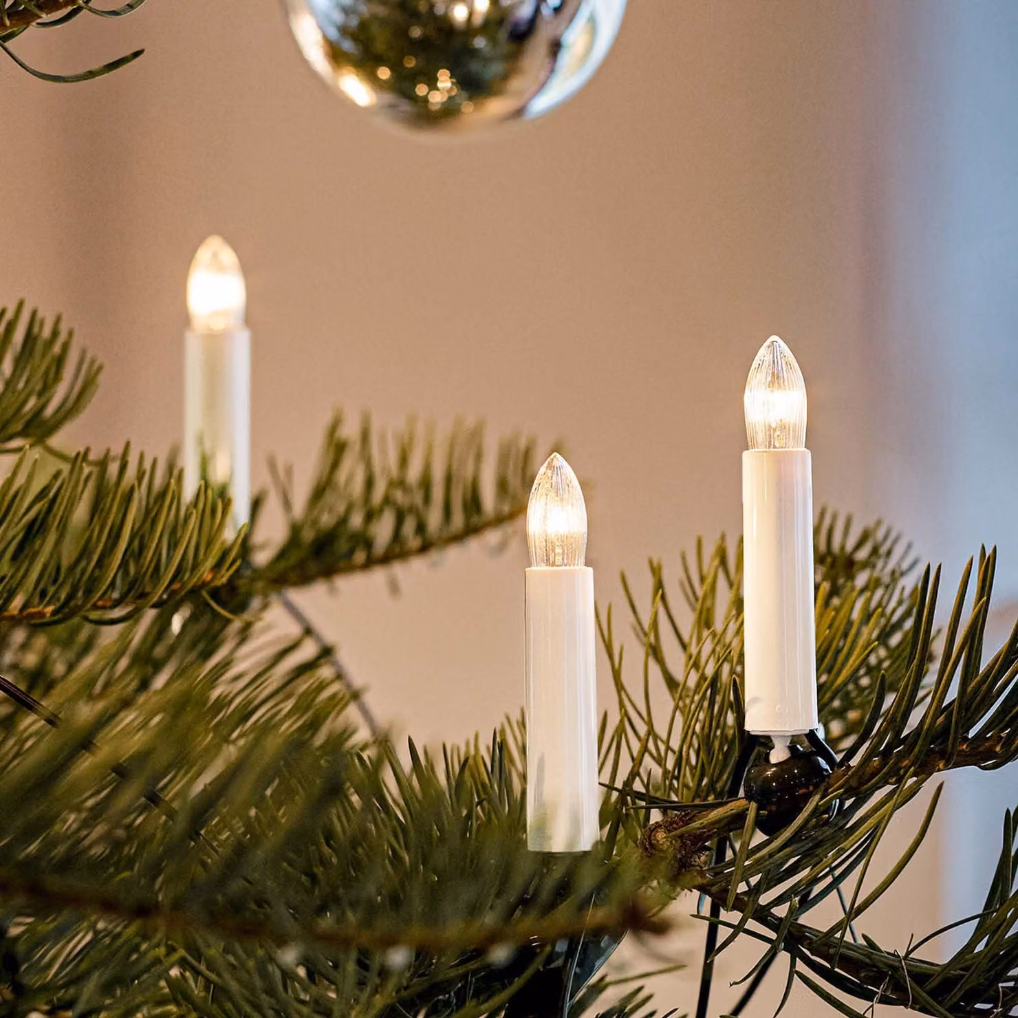Luci per albero di Natale, 15 lampadine a luce calda, lunghezza 9,8 metri, con clip