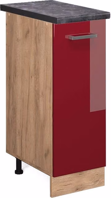 Armadio cucina dispensa alto R-Line Rosso lucido/Rovere dorato 30 cm, PL Antracite Vicco