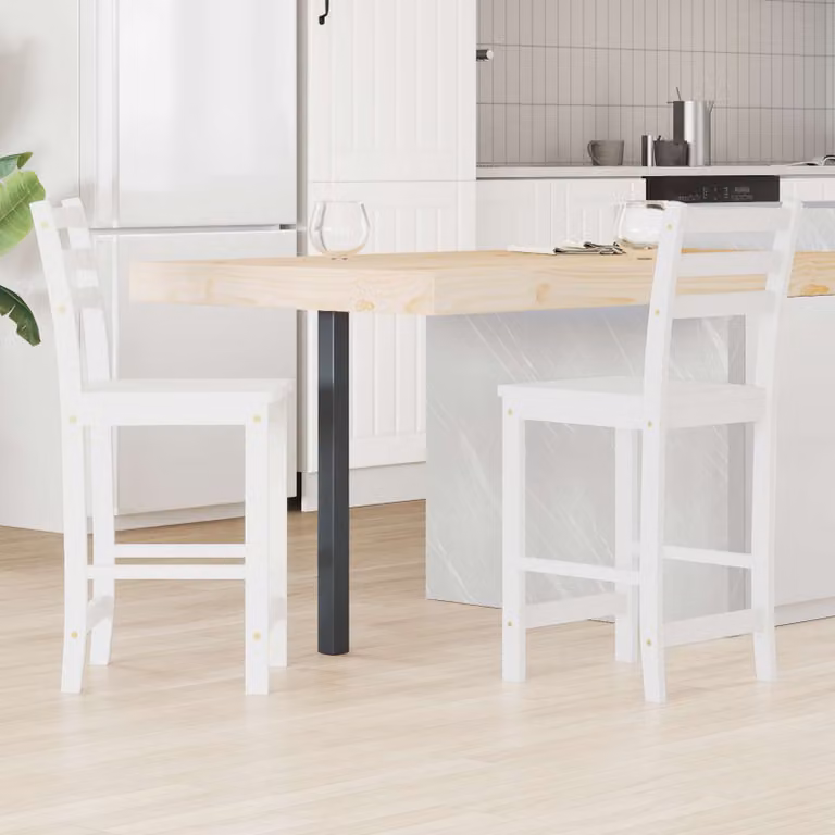 Set di 2 sedie da pranzo moderne vidaXL in legno di gomma bianco lacca