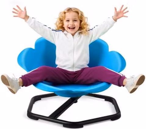 Sedia Girevole Sensoriale per Bambini VEVOR, Forma a Cilindro in Metallo e Plastica, Blu, Capacità 100 kg
