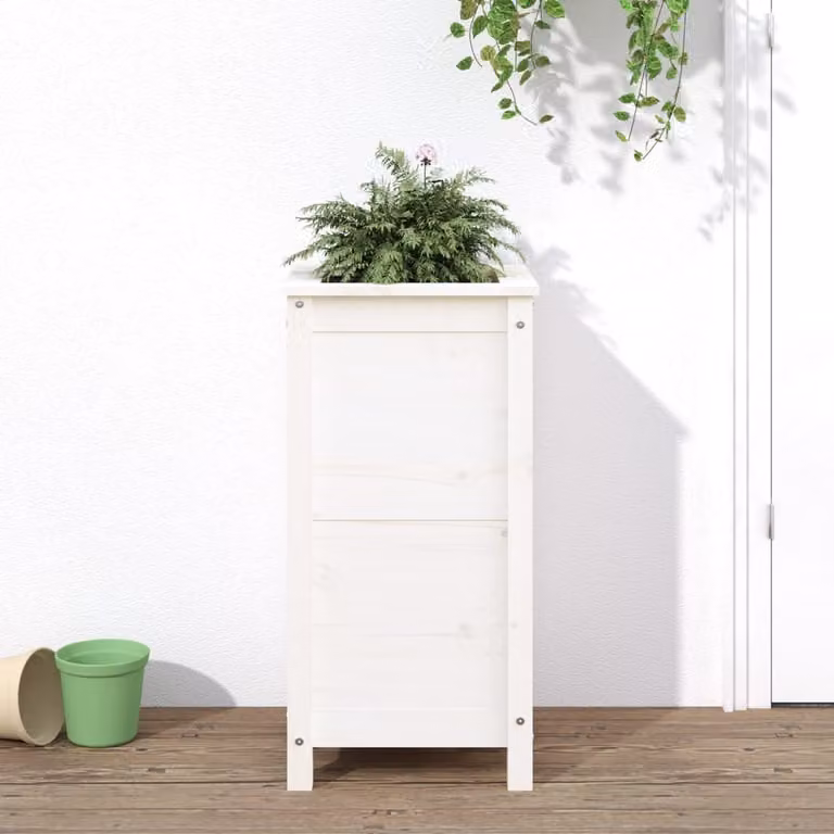 Fioriera da giardino vidaXL bianca in legno di pino, L/P/H: 40 x 40 x 78 cm