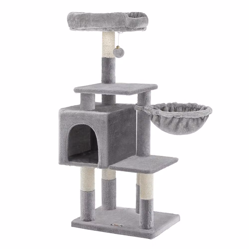 Albero per Gatti Multilivello, Grigio Chiaro