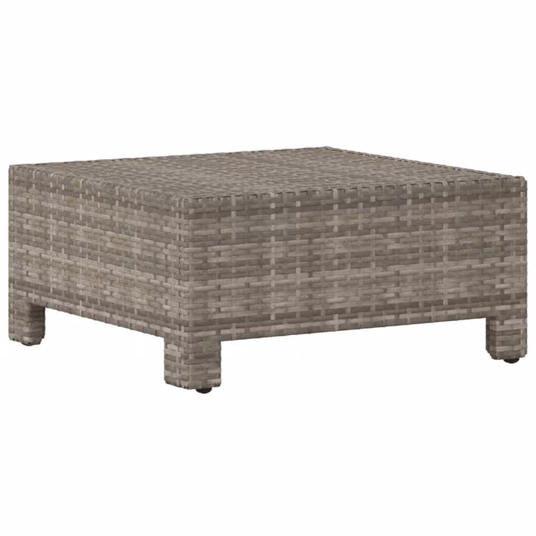 Poggiapiedi da giardino con cuscino grigio in polyrattan