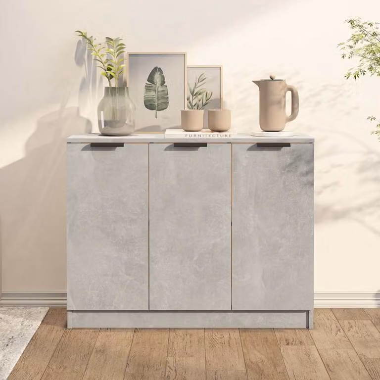 Credenza moderna vidaXL in legno multistrato color grigio cemento, L 90,5 x P 30 x H 70 cm