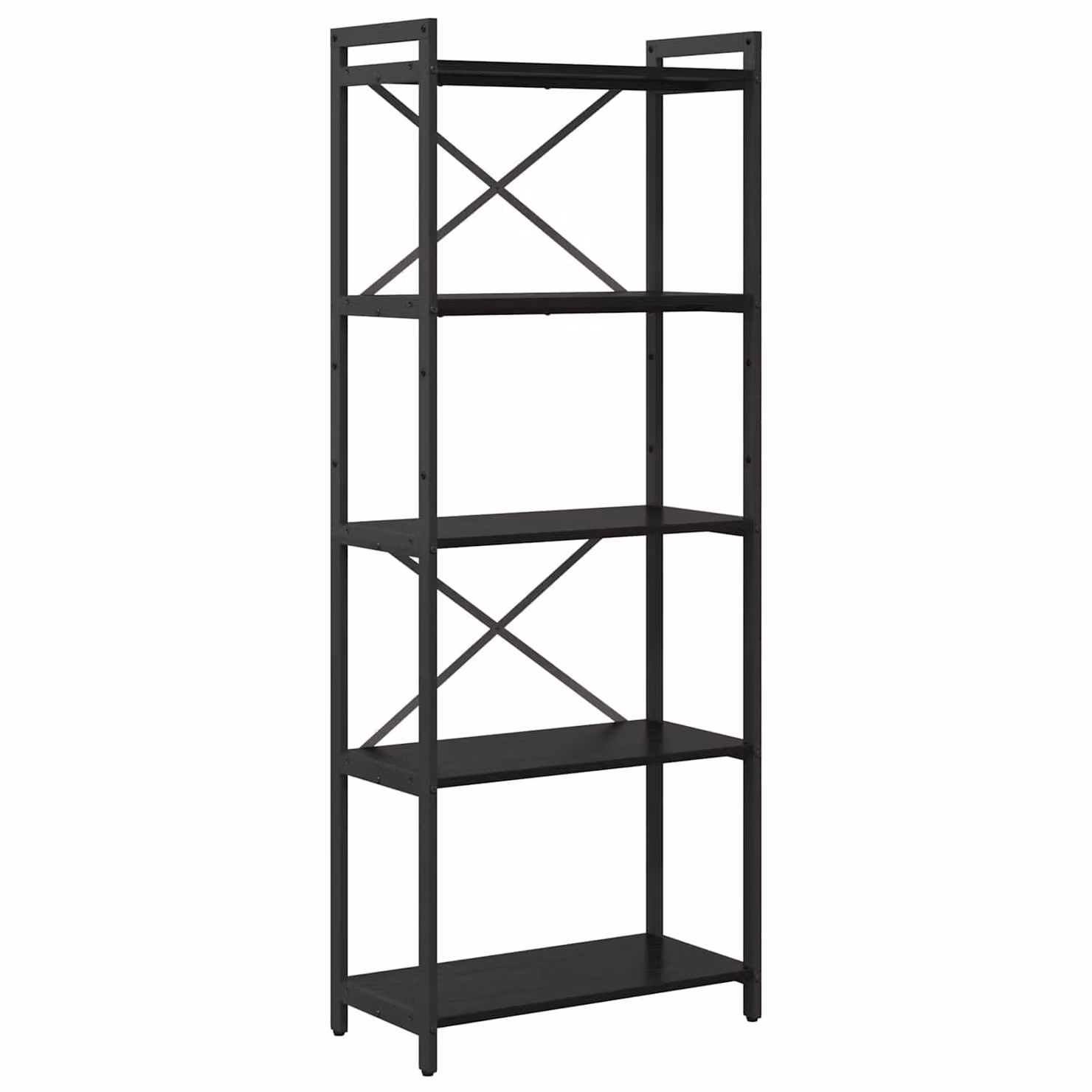 Libreria industrial vidaXL in legno MDF e metallo, colore nero e marrone, L 60 cm x P 30 cm x H 155 cm