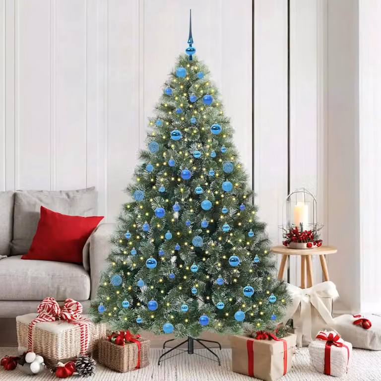 Albero di Natale artificiale moderno vidaXL verde con 300 LED luce bianca calda in PE e PVC, Altezza: 180 cm