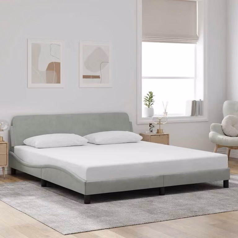 Struttura letto Dover vidaXL in velluto grigio con doghe in legno, dimensioni 180 x 200 cm