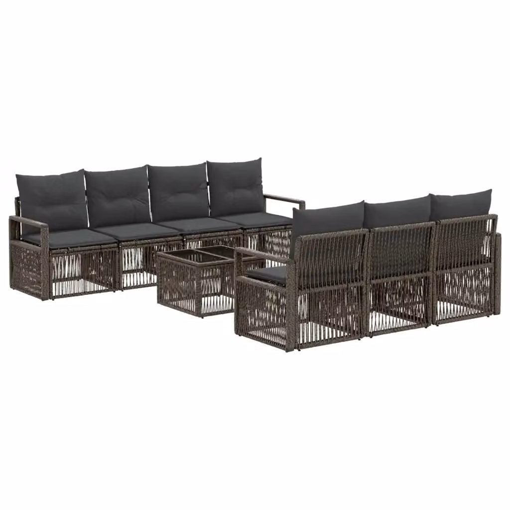 Set Divano da Giardino 8 Pezzi vidaXL Grigio in Polyrattan con Cuscini e Tavolino da Caffè – 2