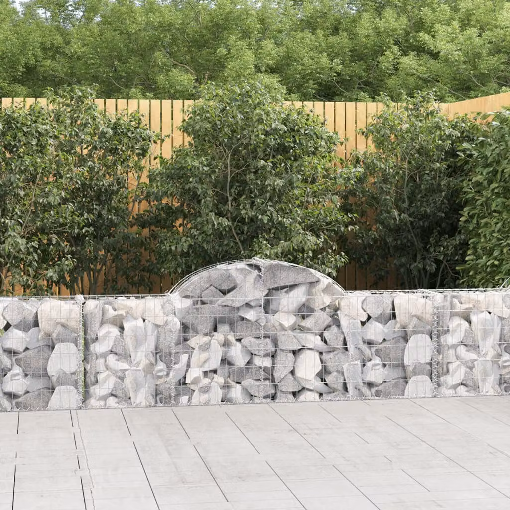 Set di 25 Cesti Gabbioni ad Arco vidaXL in Acciaio Zincato Grigio L: 200 cm, P: 30 cm, H: 60/80 cm