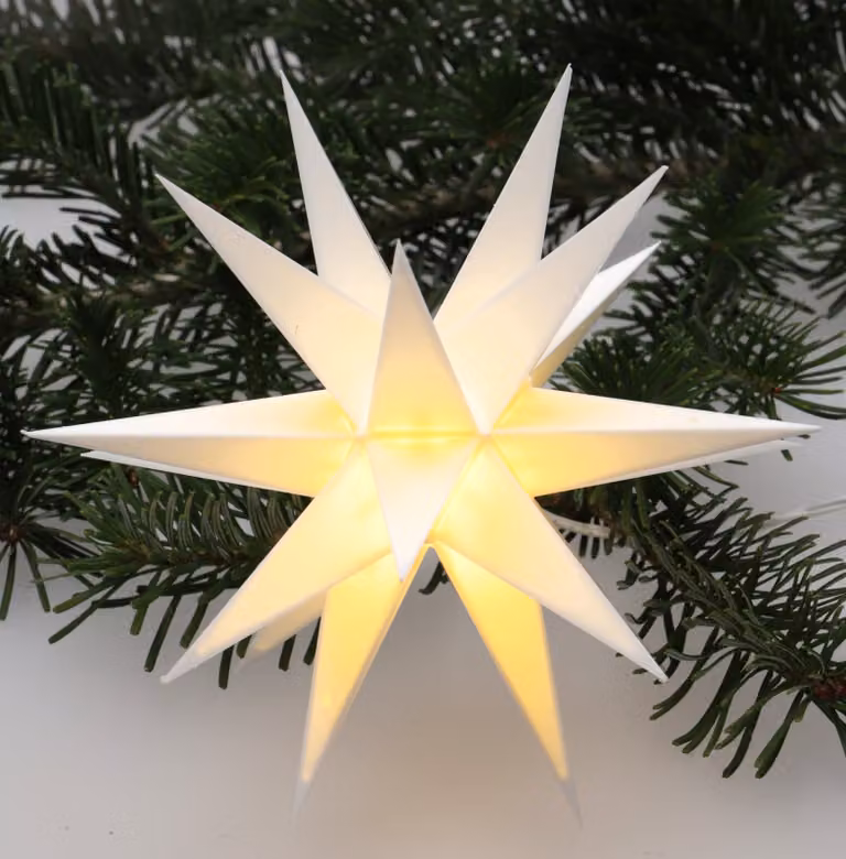 Stella di Natale a LED Baltasar per interni, esterni - bianco / set completo con trasformatore 230 V, plastica, 18*18*18 cm, stella di Natale, stella dell'Avvento