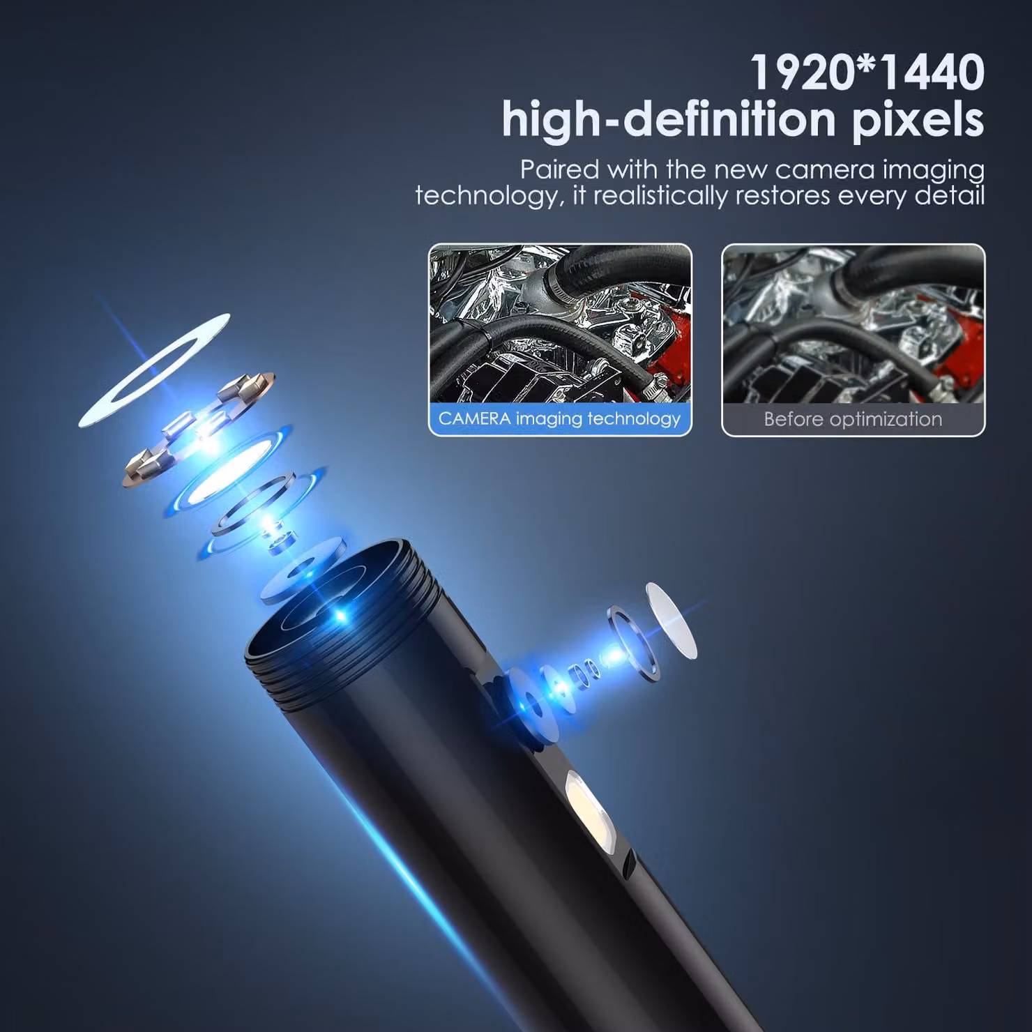 telecamera endoscopica 1920*1440 con 6+1 luci LED, 2 ispezioni impermeabili IP67, da TYPE-C a micro, cavo serpente iOS da 300 cm/118 pollici