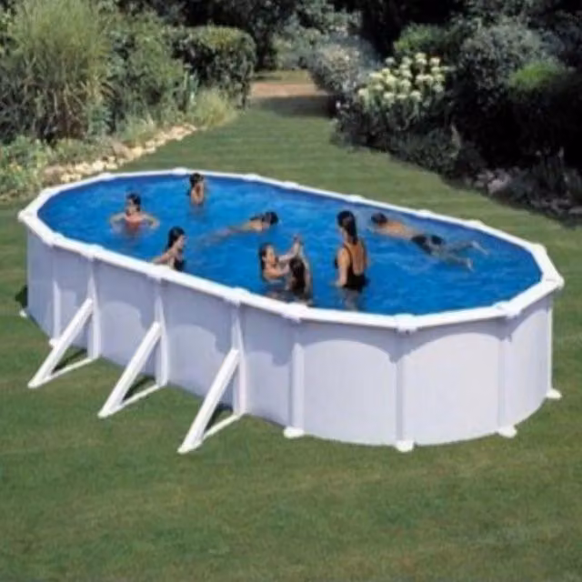 Piscina Fuori Terra Ovale Atlantis Blu e Bianca con Filtro a Sabbia e Scaletta L: 730 cm, P: 375 cm, H: 132 cm