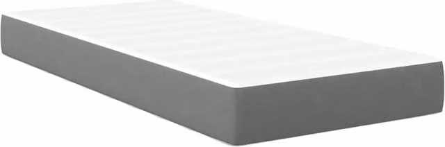 Letto singolo per adulti con struttura imbottita in tessuto grigio chiaro e materasso a molle pocket, L/P: 90 x 200 cm