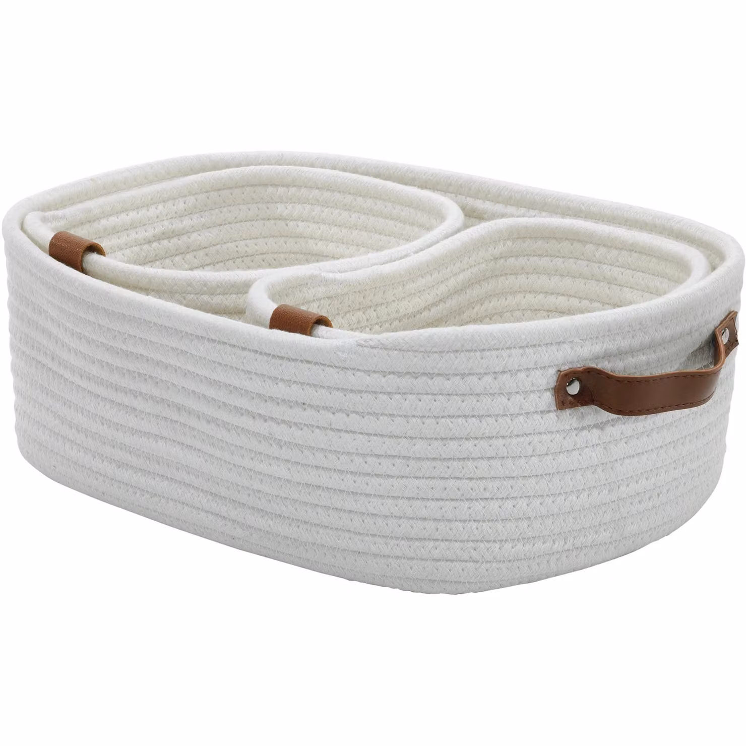 Set di 3 cestini multiuso in tessuto Vestiamo Casa, colore bianco