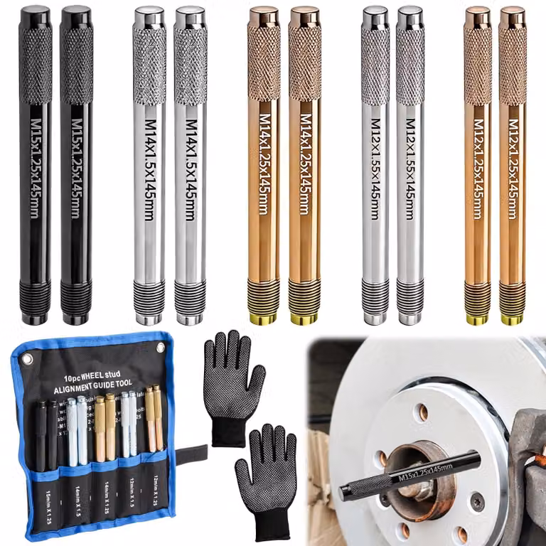 Set di 10 utensili per il montaggio delle ruote, completo di bulloni di fissaggio