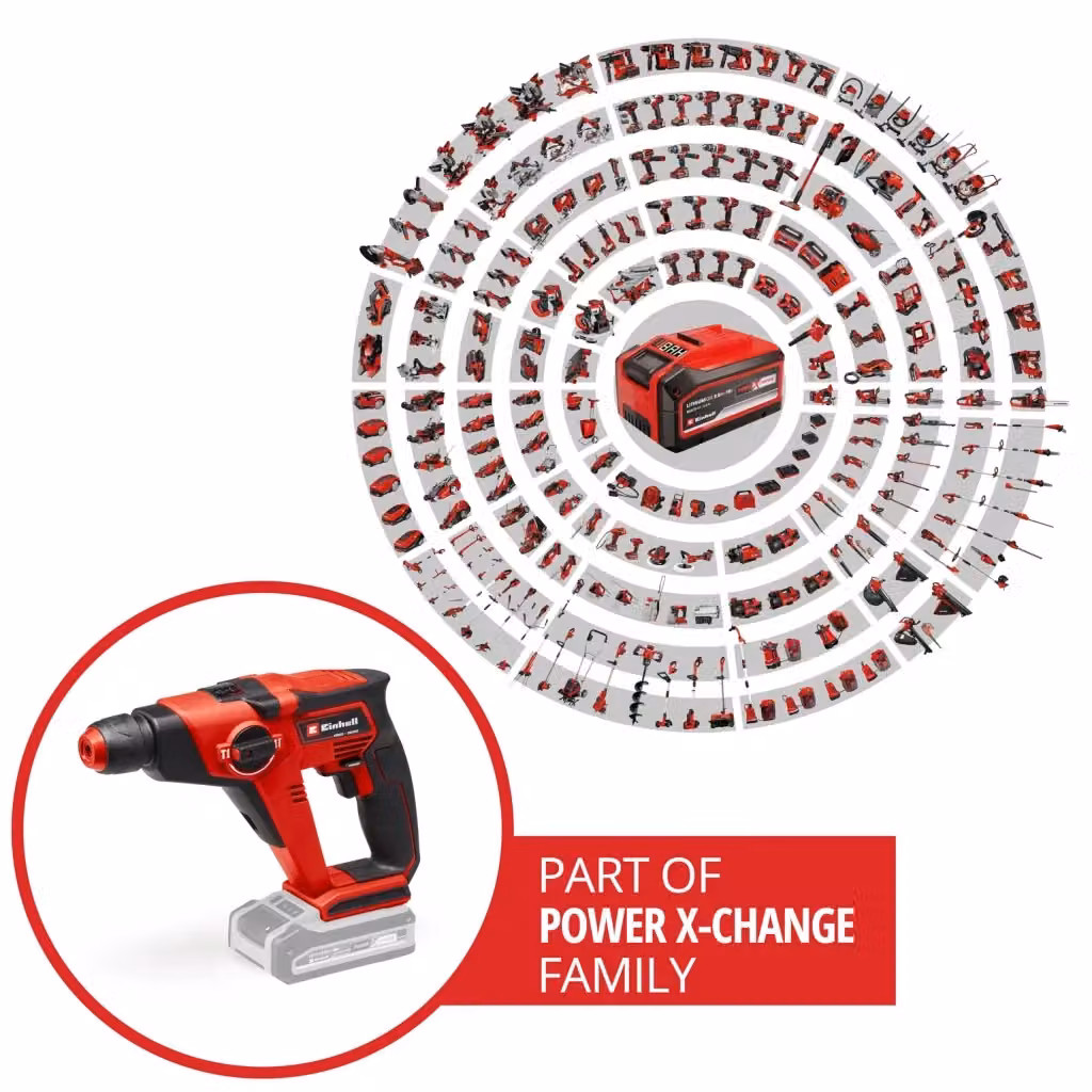 Martello Tassellatore a Batteria SDSplus Einhell TEHD 18 Li 1,3J Rosso – 2