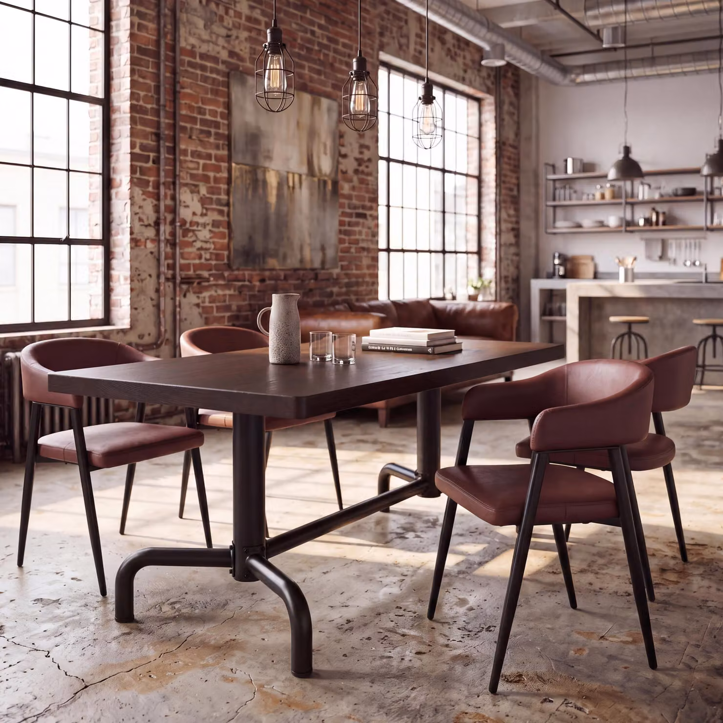 Tavolo da pranzo MCW-P31, tavolo da pranzo in legno industriale 140x80cm ~ scuro, struttura nera