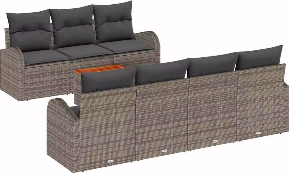 Set Divano da Giardino 8 pcs Grigio polyrattan