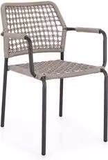 Sedia con braccioli Bizzotto Rajada in alluminio verniciato opaco e poliestere resistente ai raggi UV, colori Antracite e Khaki