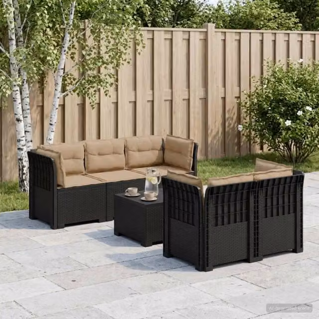 Divano da Giardino 5 Posti con Cuscini Stile Rattan PP 3443908