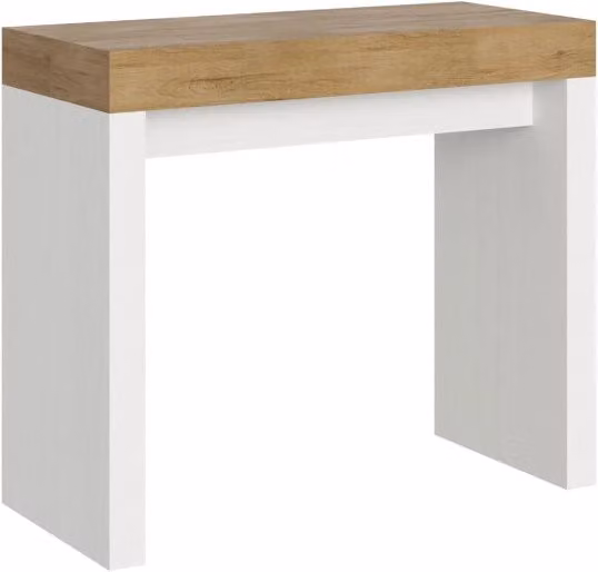 Consolle Allungabile 90-300x40x77 cm in Nobilitato Marrone e Bianco