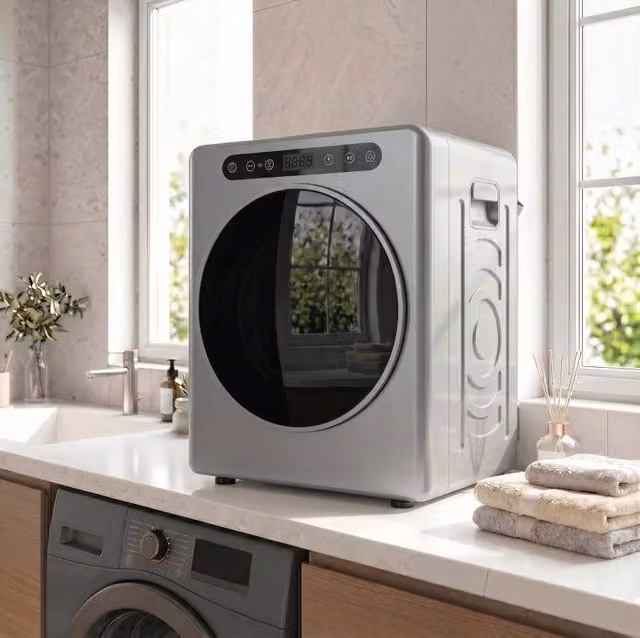 Asciugatrice a espulsione 5 kg 1000 W compatta con timer e cestello inox