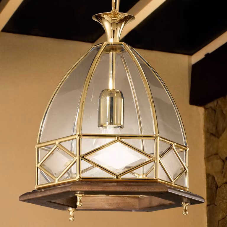 Cremasco Lampada a sospensione in vetro Campana, dimmerabile, Ottone / Oro, Soggiorno / Sala da pranzo, Metallo, Lampada a sospensione