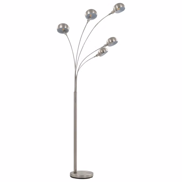 Lampada da Terra 200 cm 5 Bulbi E14 Argento