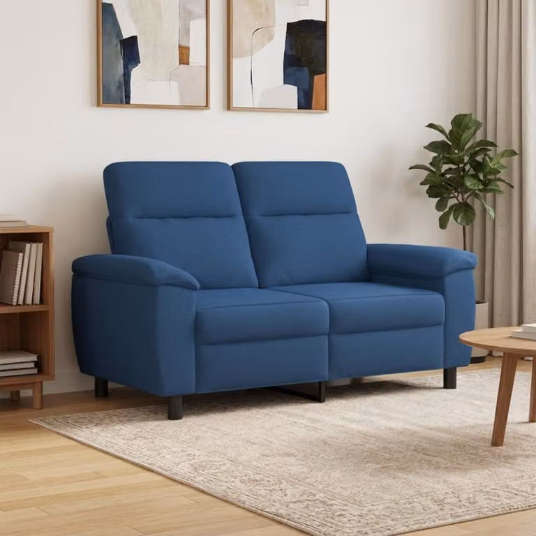 Divano moderno vidaXL in tessuto blu con struttura in metallo L: 158 cm, P: 90 cm, H: 95 cm