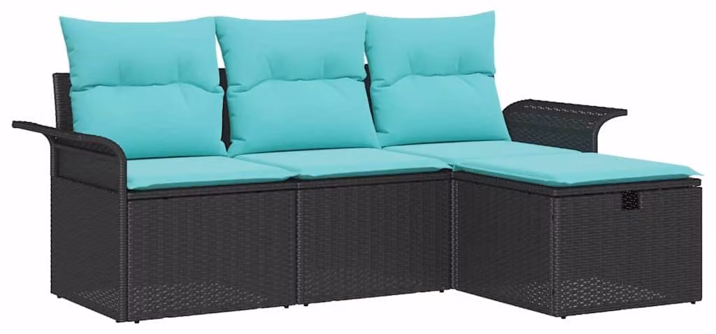 Set Divano da Giardino con cuscino 4 pcs Poly Rattan