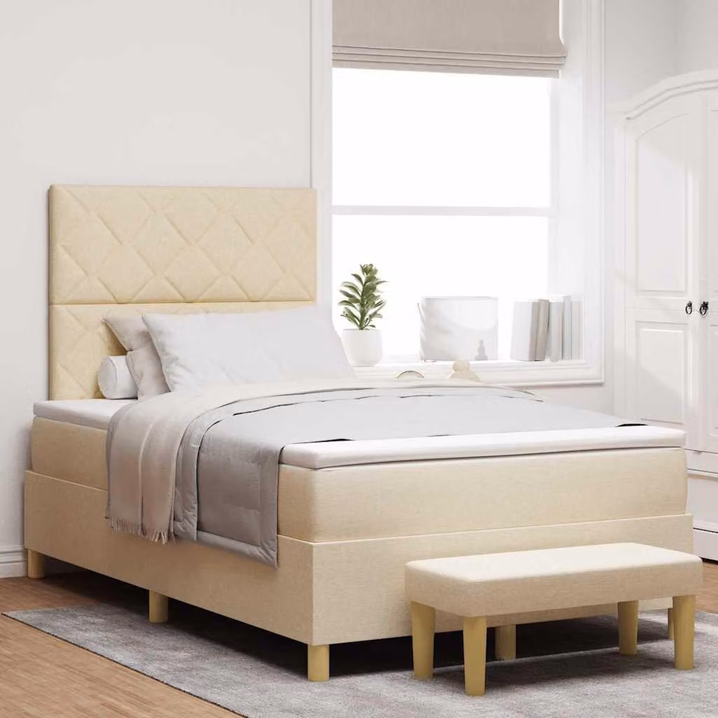 Maison Exclusive - Letto boxspring con testiera color crema 200 x 120 cm in tessuto
