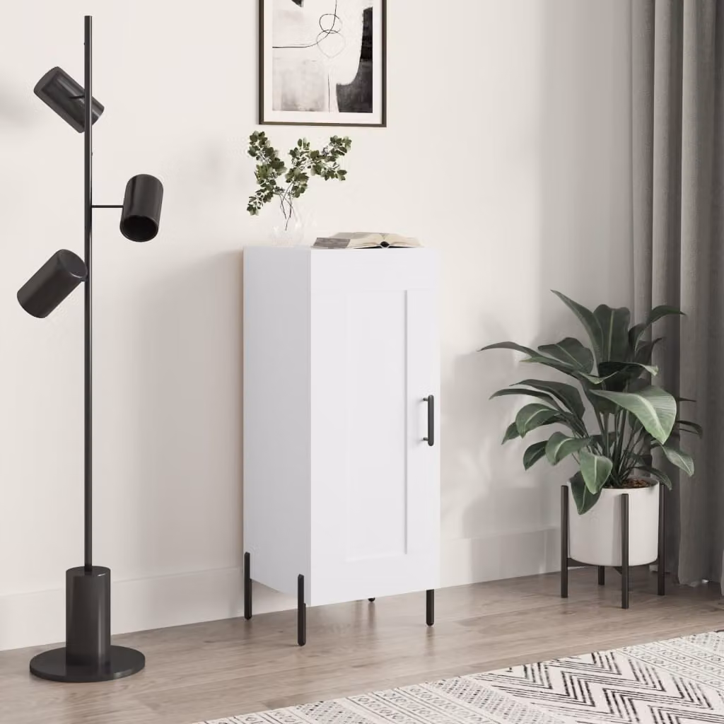 Credenza moderna vidaXL in legno e metallo bianca L/P/H: 34,5 x 34 x 90 cm