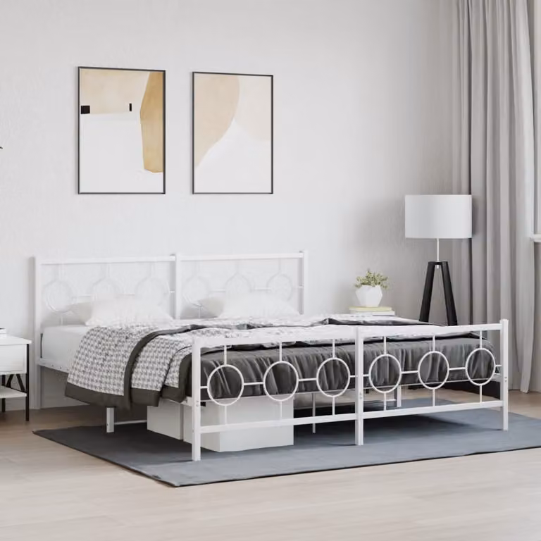 vidaXL Giroletto con Testiera e Pediera in Metallo Bianco 180x200 cm