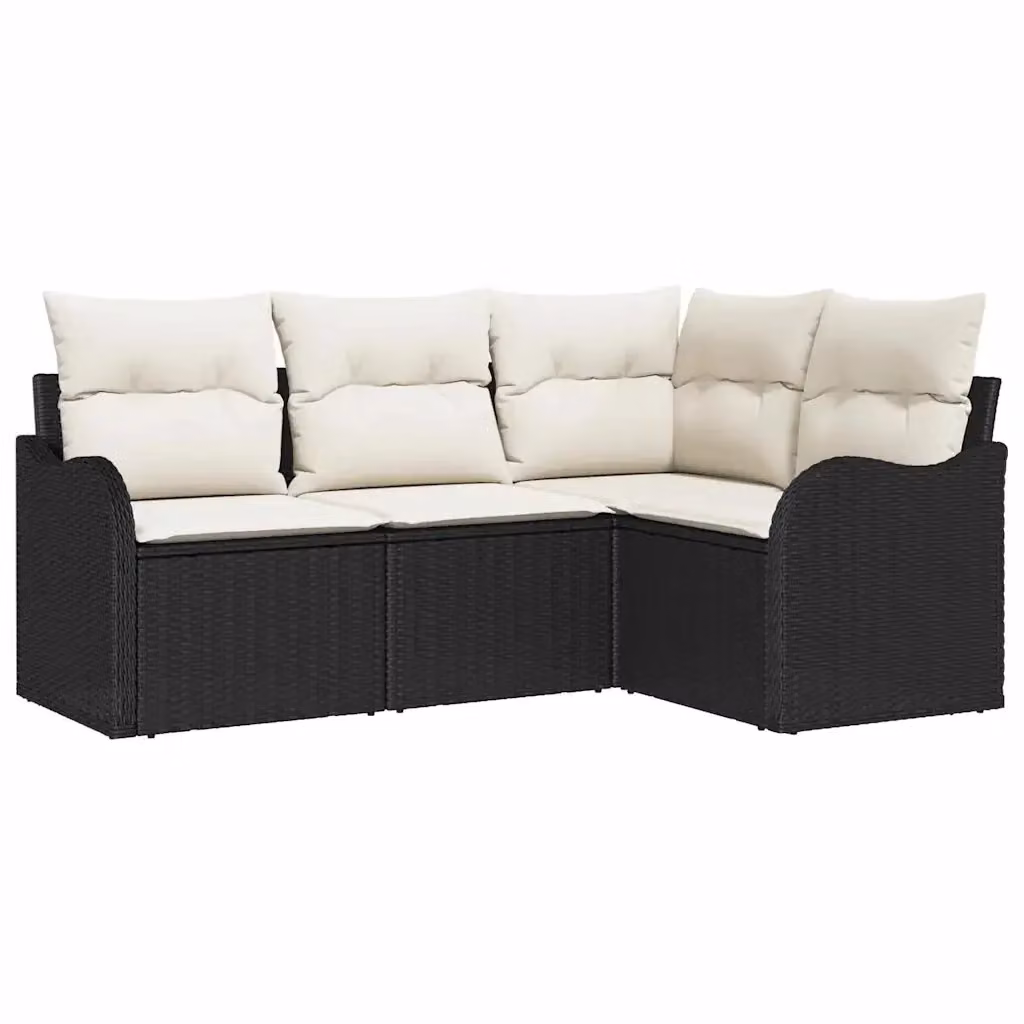 Set Divano da Giardino vidaXL a Forma di L con Cuscini e Contenitore Nero in Polyrattan e Metallo – 2