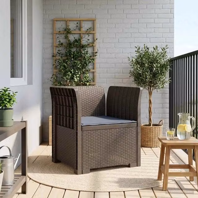 Poltrona singola moderna vidaXL in rattan effetto plastica grigio per giardino, balcone o terrazzo – 1
