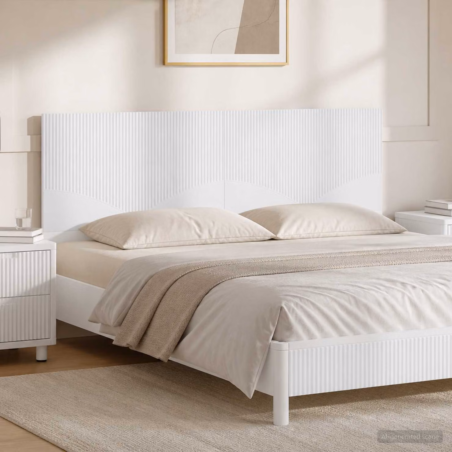 Testiera da muro vidaXL HOORN bianca in legno ingegnerizzato con mensola integrata L: 180 cm, H: 50 cm, P: 15,56 cm