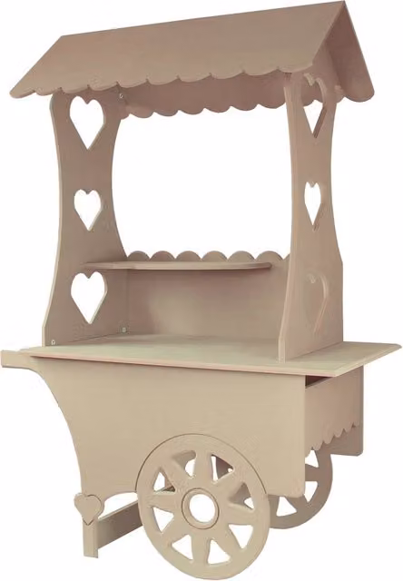 Carretto dei Dolci in Legno MDF Beige in Stile Shabby Chic per Matrimonio e Feste Monster Shop H: 87 cm, L: 132 cm, P: 48 cm
