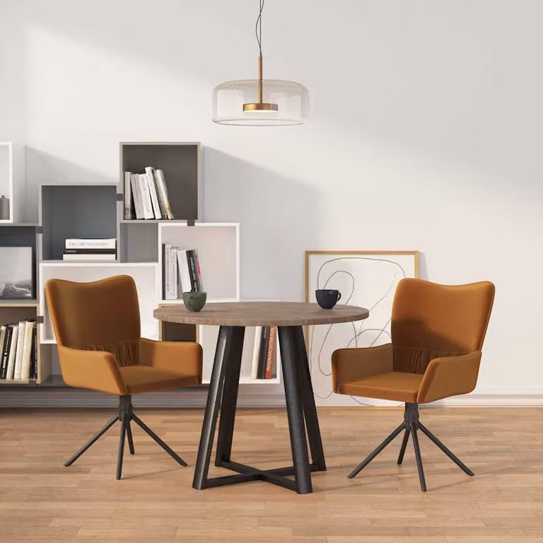 Set di 2 sedie da pranzo girevoli vidaXL in velluto marrone con design moderno