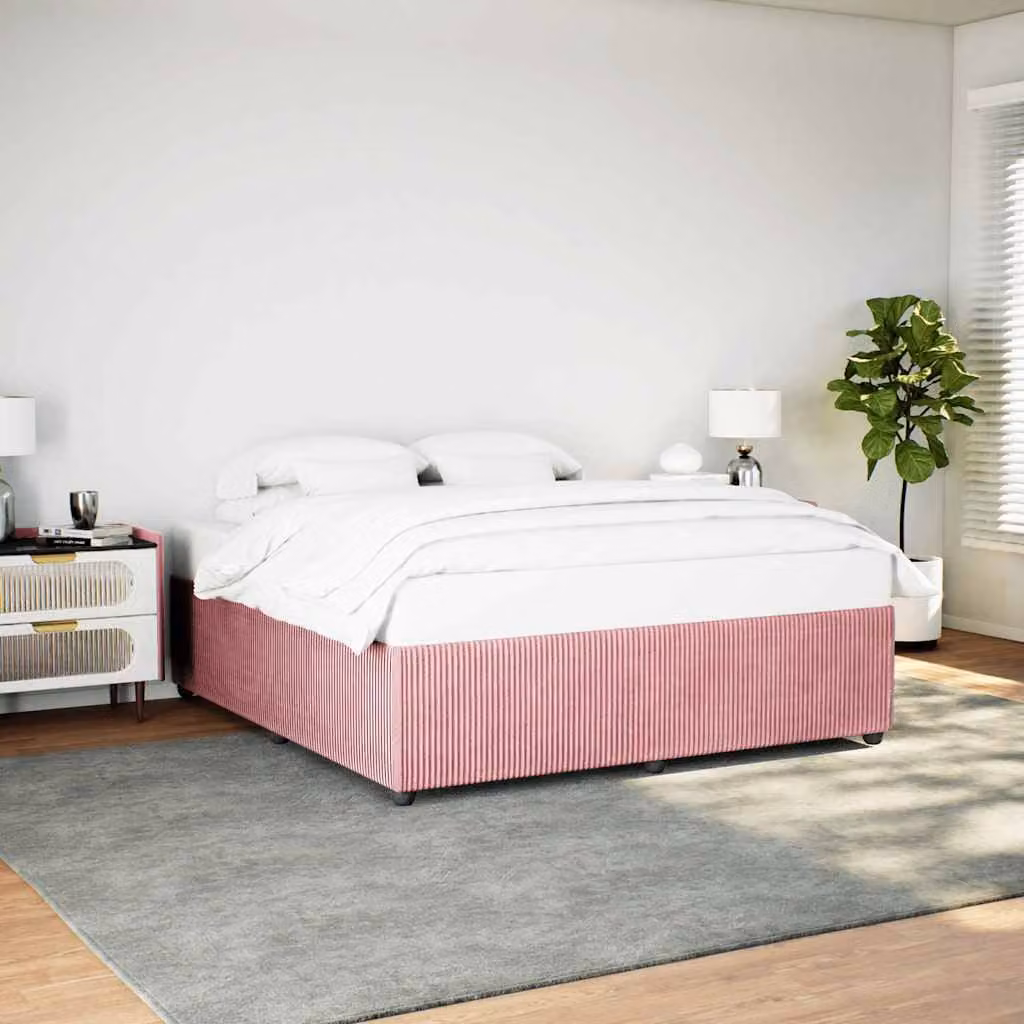 vidaXL Giroletto in Velluto Rosa con Struttura in Legno di Pino 200x200 cm – 1
