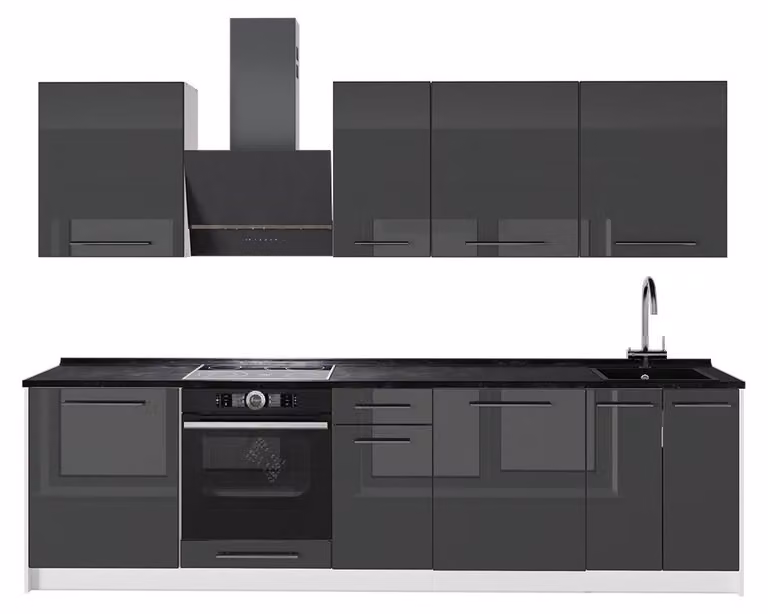 Cucina componibile Vicco Fame-Line Antracite lucido/Bianco 280 cm, PL Antracite, Model 64220