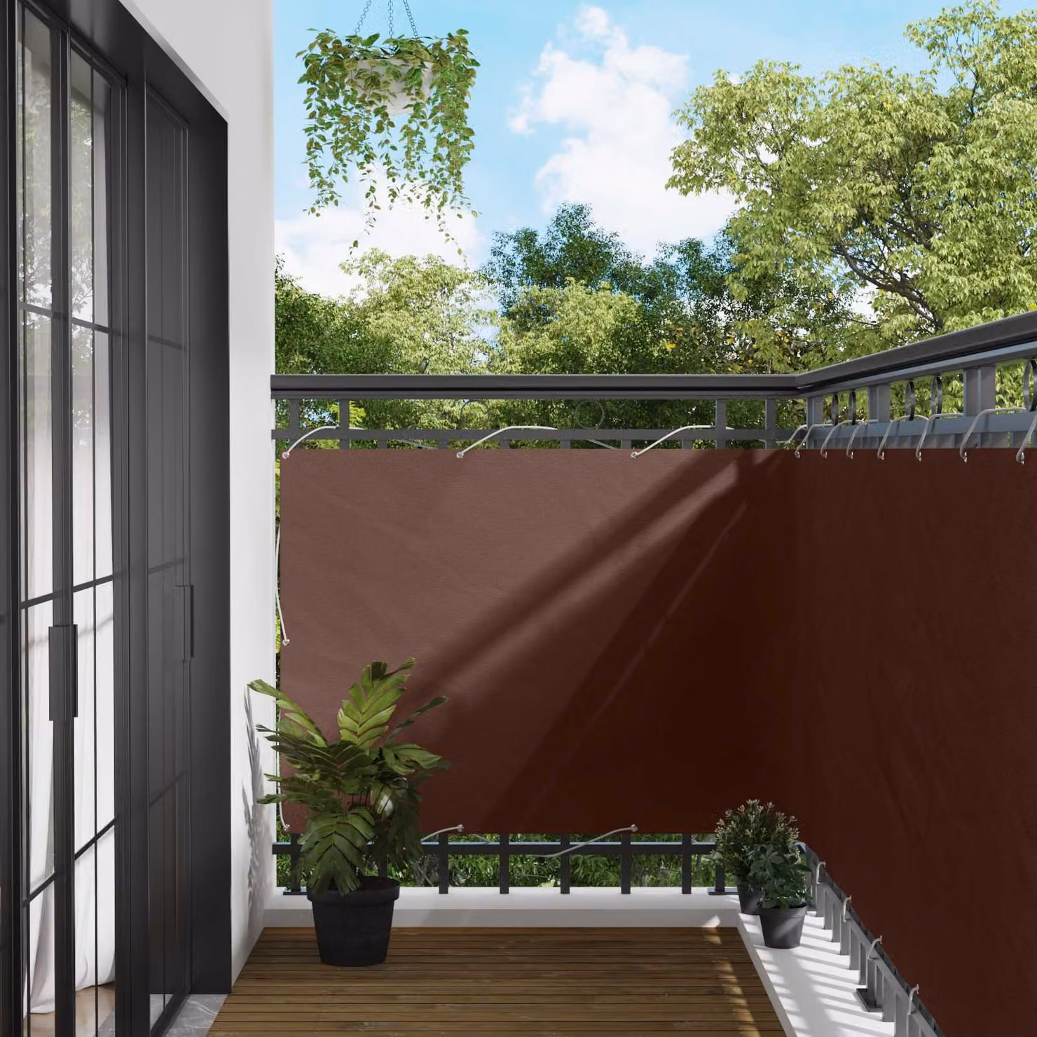 Schermo da balcone rettangolare vidaXL in tessuto Oxford marrone, L: 800 cm, H: 110 cm