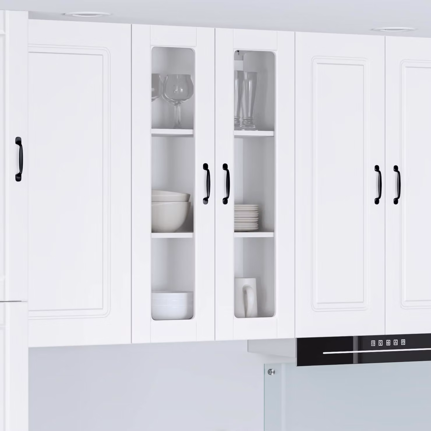 Mobile da parete PORTO vidaXL Bianco con ante in vetro e ripiani interni L 60 x P 31 x H 100 cm