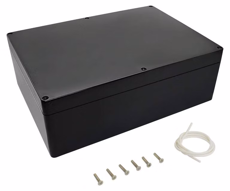 Scatola di derivazione, plastica ABS, grado di protezione IP65, impermeabile, alloggiamento universale, colore nero, dimensioni esterne 290 x 210 x 100 mm (1 pezzo)