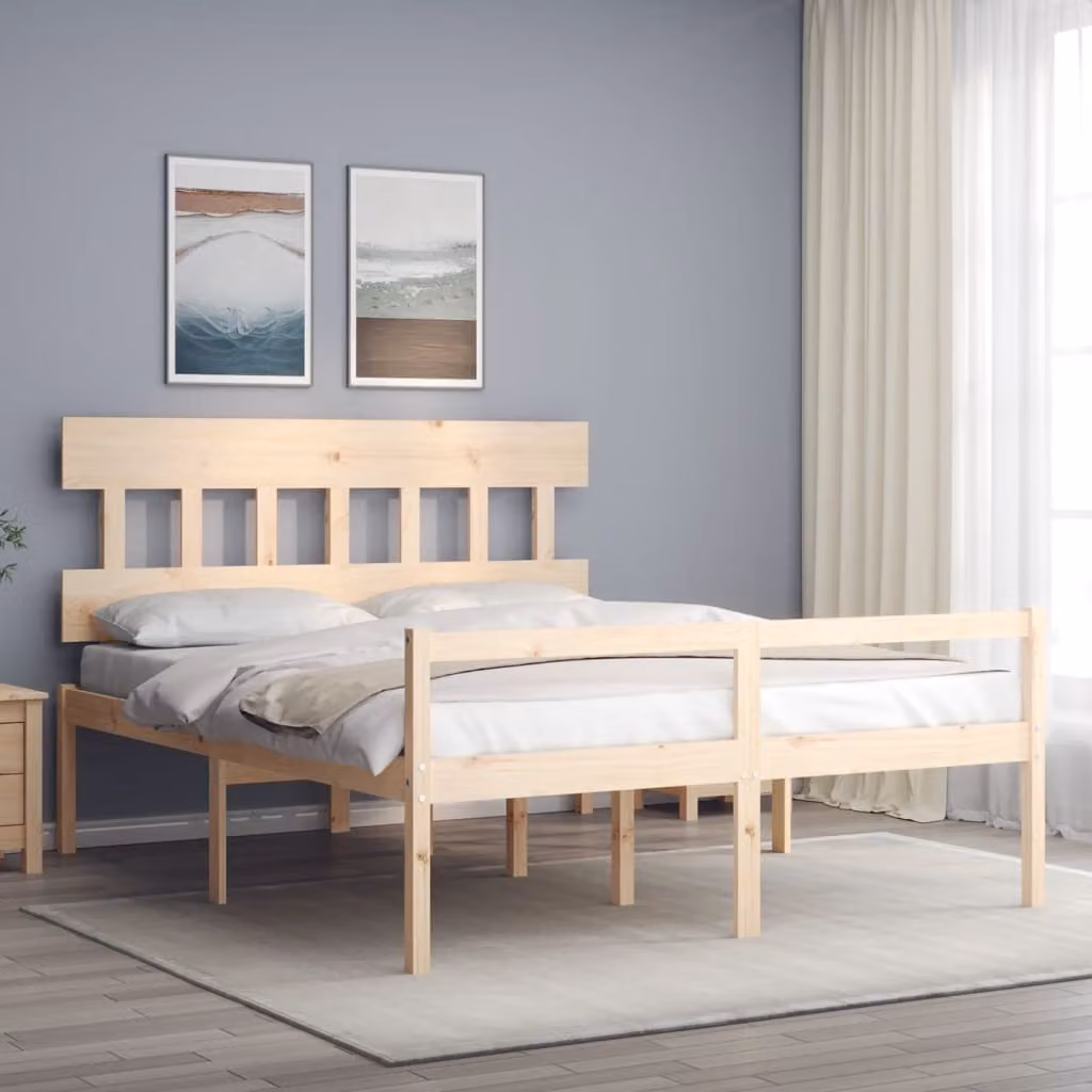 The Living Store Letto senior con testiera 160x200 cm in legno massiccio