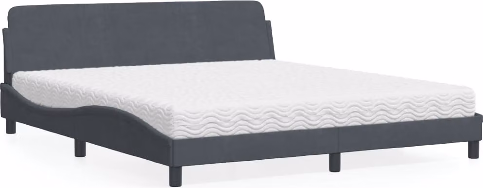 Letto con Materasso Dover Grigio Scuro 180x200 cm in Velluto