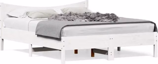 Letto matrimoniale | Letto per adulti | Giroletto senza Materasso Bianco 160x200 cm Legno Massello Pino