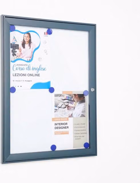Bacheca per esterno coperto a libro in alluminio TOP EVENTI STORE, colore grigio, per 6 fogli A4